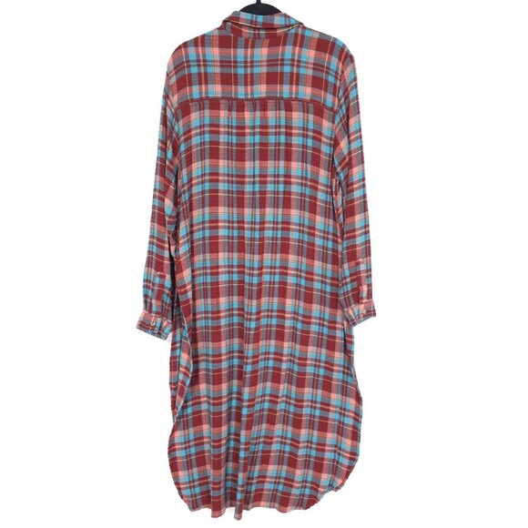 Anthropologie PILCRO Shirt SMALL Plaid Tunic Long Duster Button Down Maxi - Picture 9 of 13
